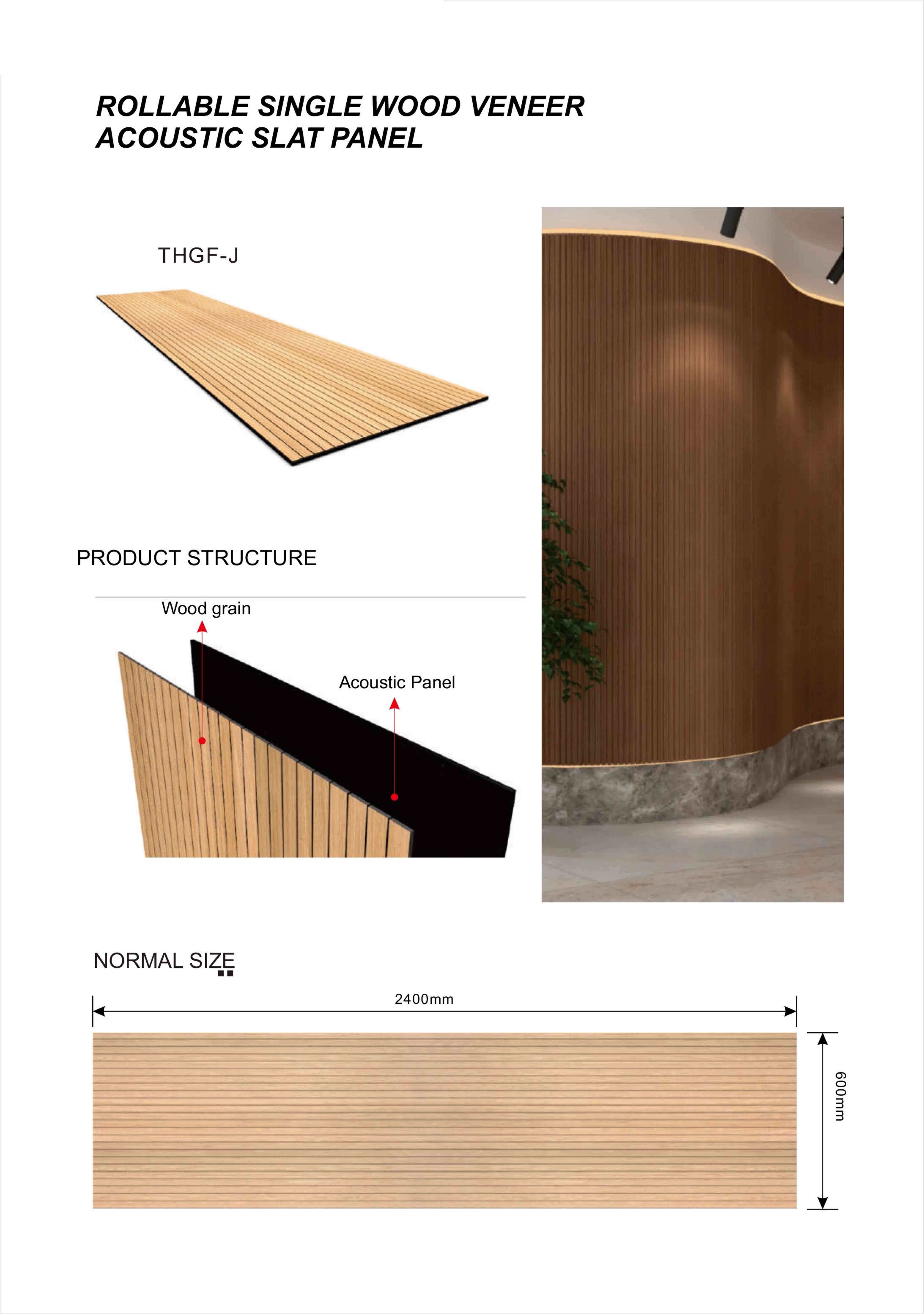 Rollable Single Wood Veneer Acoustic Slat Panels