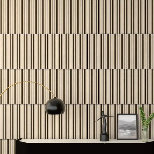 Large and Small Wooden Veneer Slat Width Acoustic Slat Panels