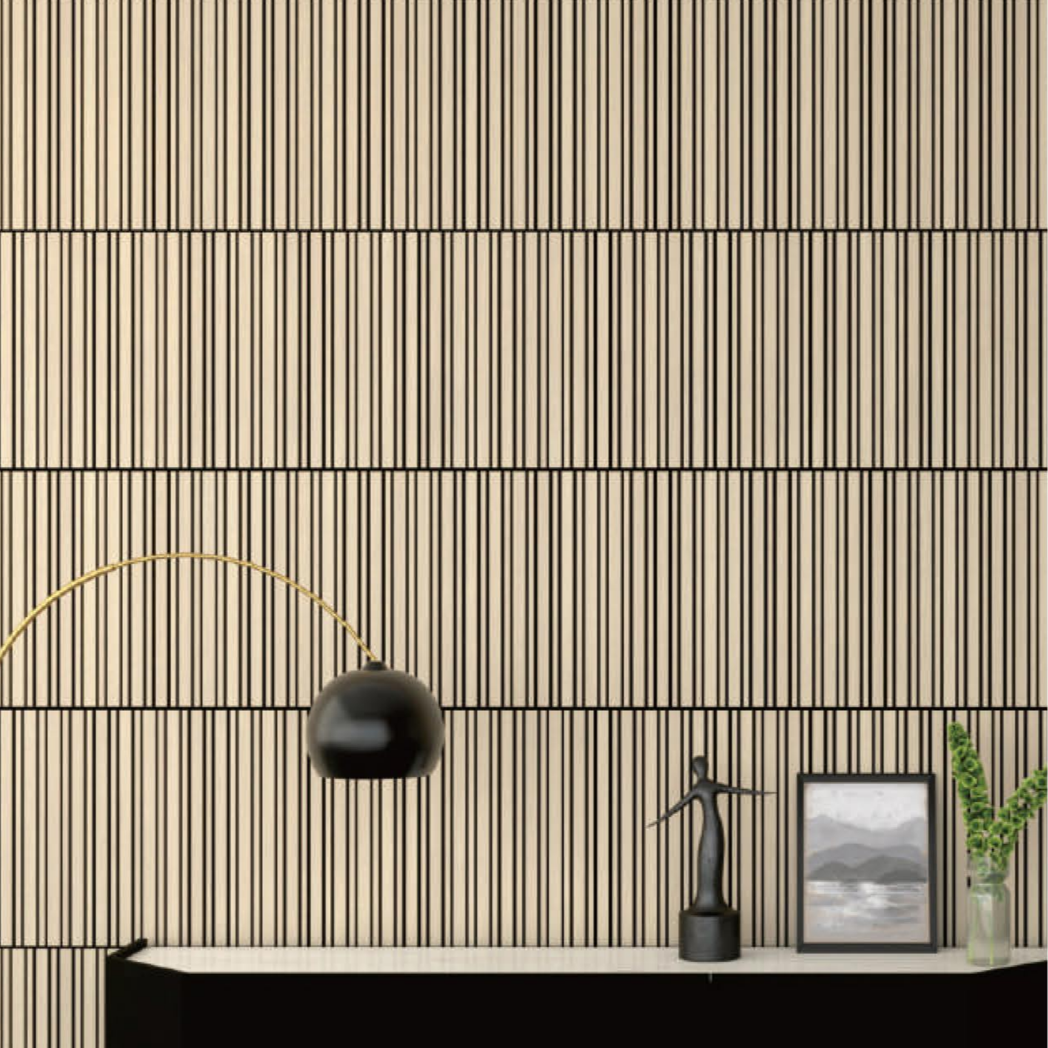 Large and Small Wooden Veneer Slat Width Acoustic Slat Panels