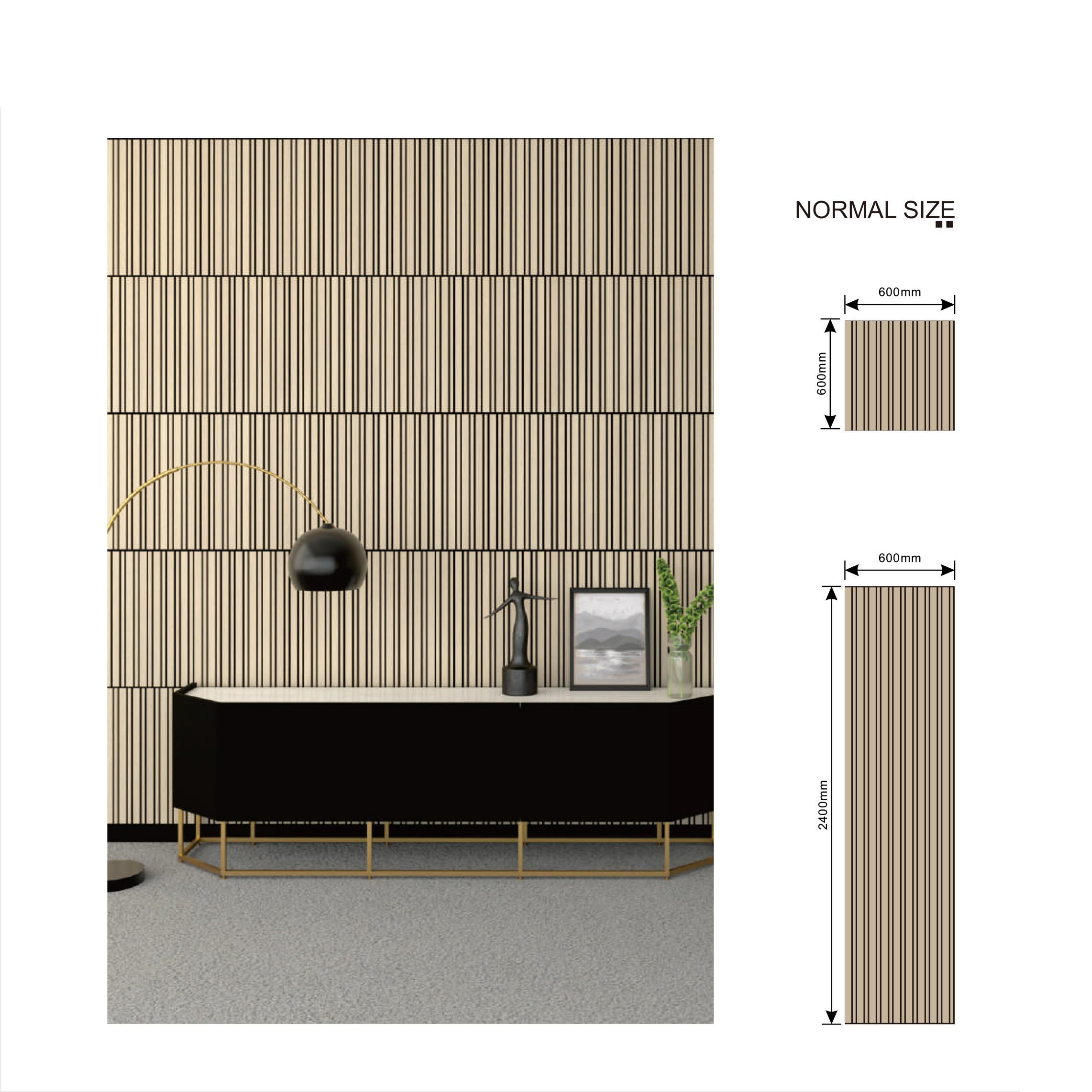 Large and Small Wooden Veneer Slat Width Acoustic Slat Panels